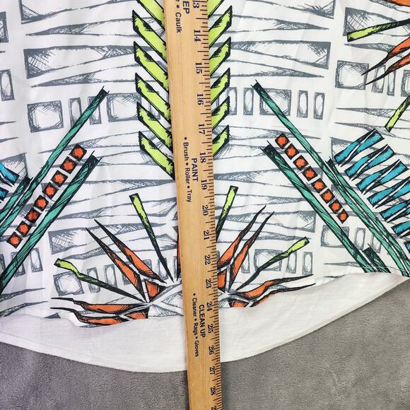 Rock & Republic Top Women Large White Aztec Print T-Shirt Silky Soft Short Sleev - Picture 10 of 13